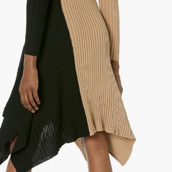 Lane Bryant Mock Neck Tan Colorblock Midi Sweater Dress Plus Size 18/20 NWOT - Picture 5 of 9